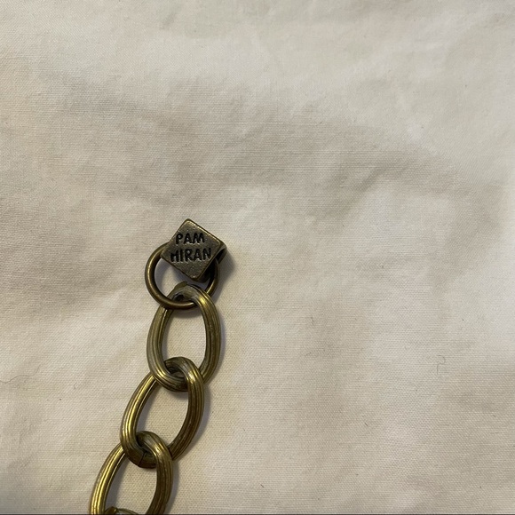 PAM MIRAN ANTHROPOLOGIE Collar Bib Necklace Silver Peach Orange Beaded - Picture 4 of 4